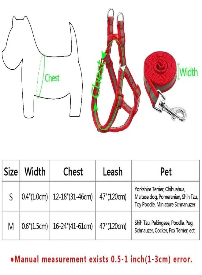 Pups&Pets Adjustable Soft Nylon Strip Radium Dog Harness & Leash Set for Puppies and Small Breed Dog Reflected Harness & Leash Set 15mm (Red Color) - Image 2